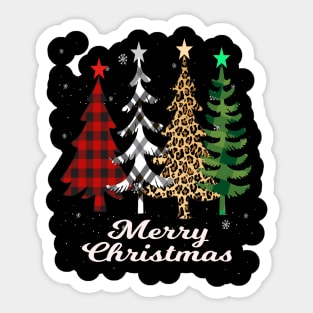 merry christmas leopard and buffalo plaid christmas gift Sticker